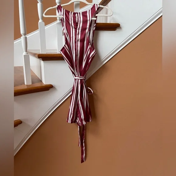 Anthropologie NWT beautiful silky striped pajama romper, tie belt, Sz XS or Sm - Picture 5 of 12